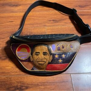Obama themed Stylish Black and Brown Men's Waist Bag RARE